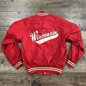 Vintage 70s Wisconsin Badgers Satin Varsity Jacket Red Vintage Medium
